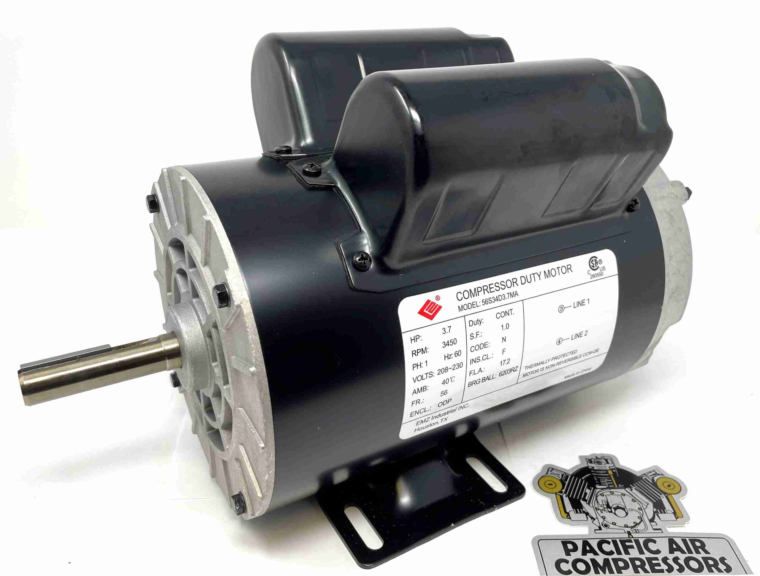 MO-3022-1, Z-MO-3022-1, CP1502MV1 AIR COMPRESSOR REPLACEMENT MOTOR 240VT 56FR ONE PHASE - FREE SHIPPING!