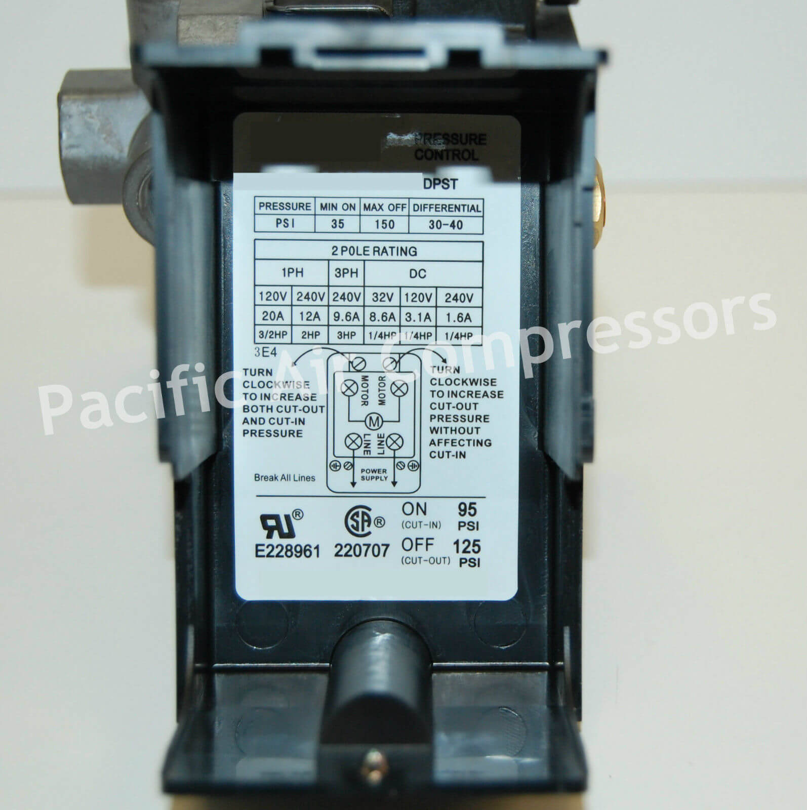 115/120 VOLT REPLACEMENT PRESSURE SWITCH. FOUR PORT. 95-125 PSI - Image 6