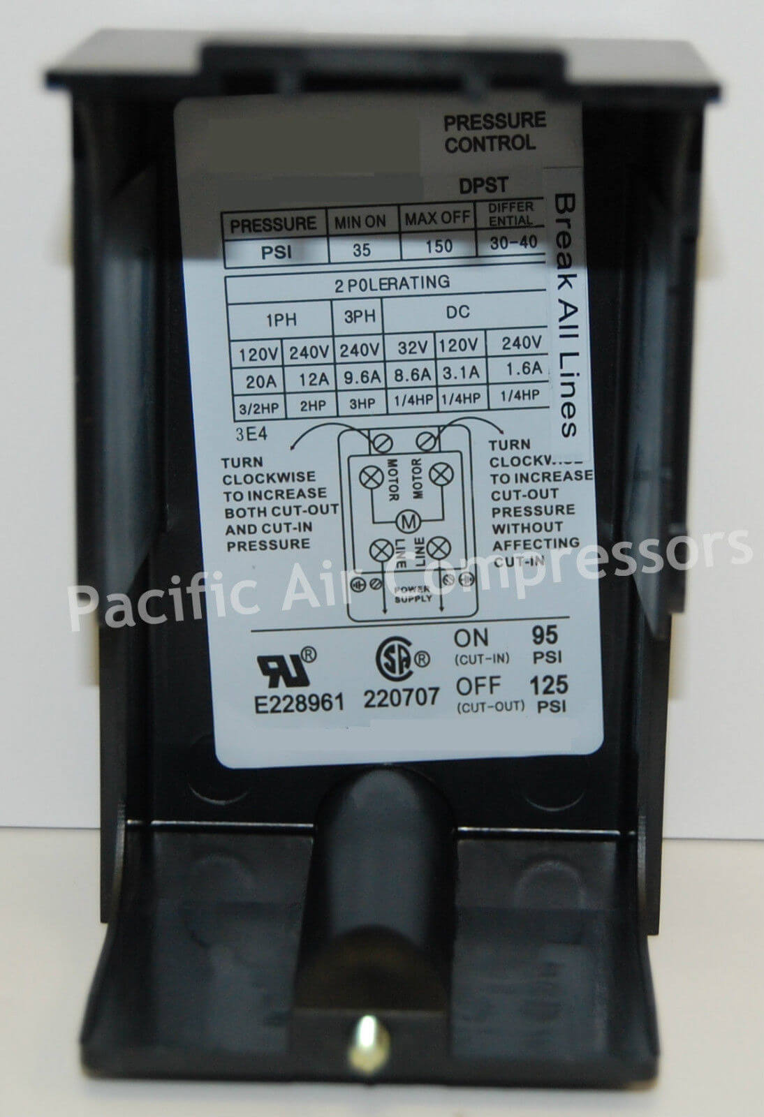 140-1074-01 DEWALT PRESSURE SWITCH 95 PSI ON 125 PSI OFF SINGLE PORT - Image 6